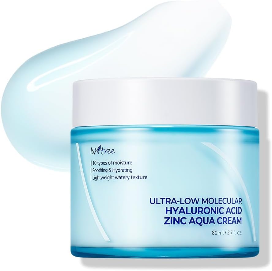 Isntree Ultra-Low Molecular Hyaluronic Acid Zinc Aqua Cream front view packaging