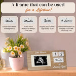 Premium 12x6 inch baby milestone frame with pink blue and white insert mats