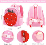 Pink strawberry mini backpack for girls with anti-lost wrist link