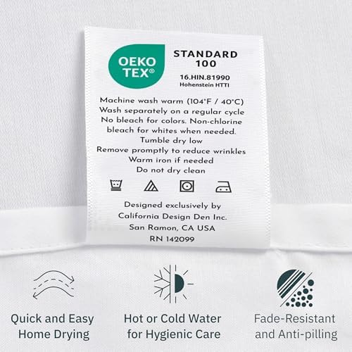 OEKO-TEX certified label on the California Design Den organic cotton bedding