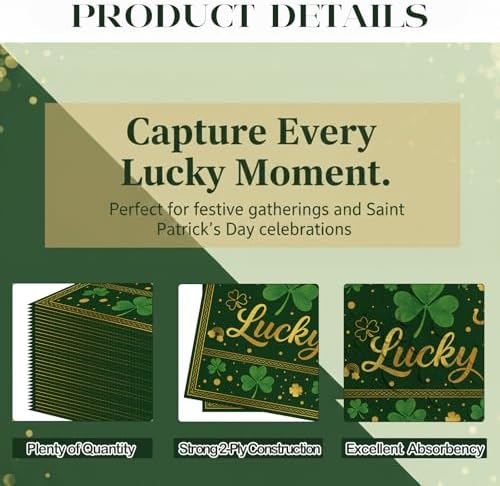 Stack of 50 count Tedercle disposable Irish party napkins