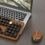MPTOG vintage style wireless desk setup highlighting the single USB nano receiver and numeric keypad
