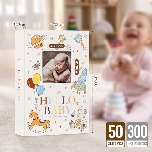 Lanpn newborn memory book open page layout with horizontal 4x6 pockets