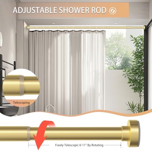 Emlaoe shower curtain rod showing spring tension mechanism