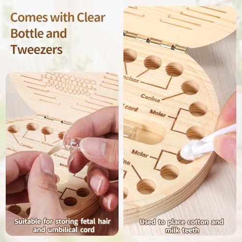 Close up of wooden tooth holder with snap closure