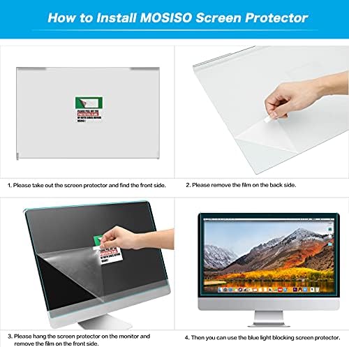 Close up angle of MOSISO acrylic screen guard protecting a widescreen PC display from smudges and fingerprints