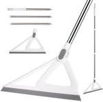 XXFLOWER multifunction silicone broom front view showing white cleaning head and stainless steel handle