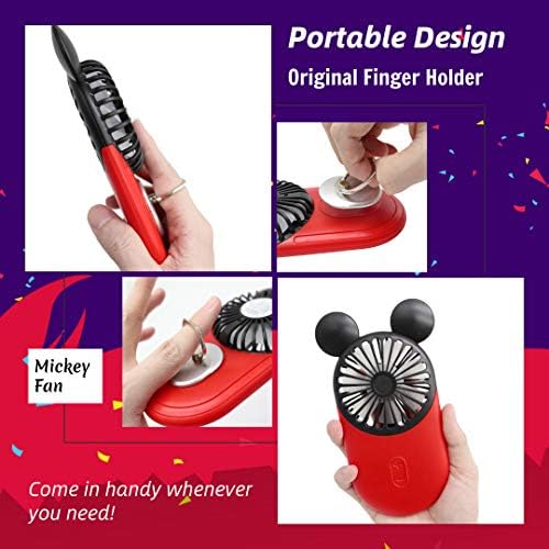 DecoLife mouse-shaped travel fan with wearable finger ring holder accessory attached