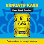 Fiji Vanua Kava Vanuatu noble kava sixteen ounce bag showing product labels