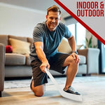 PRISP plastic mini hockey stick placed on a hardwood floor surface
