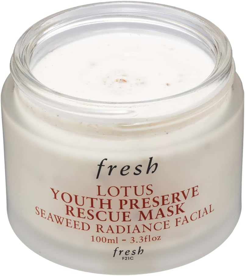 Fresh Lotus Youth Preserve Rescue Mask 3.3 Ounces open jar angle view