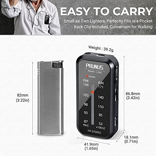Prunus J-985 mini radio with included wired headphones