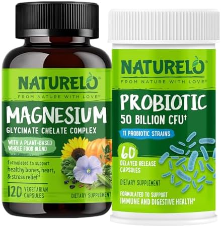 Naturelo probiotics and magnesium glycinate bundle front view
