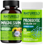 Naturelo probiotics and magnesium glycinate bundle front view