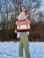 ECOSUSI convertible fashion satchel bag rear view highlighting the detachable shoulder straps configured in a comfortable backpack style.