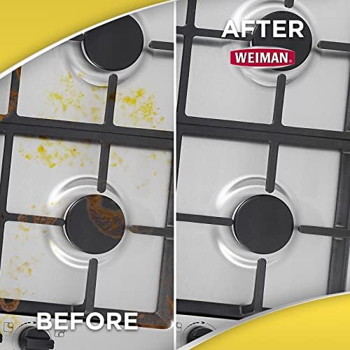 Washable microfiber towel included with the Weiman stove cleaner pack wiping a glass ceramic cooktop