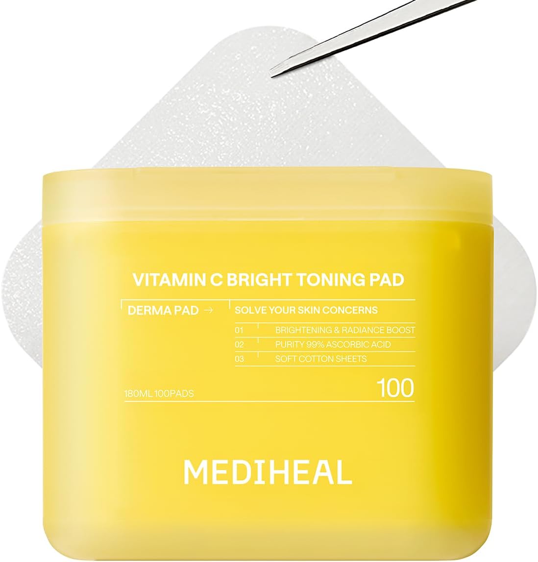 MEDIHEAL Vitamin C Brightening Toner Pad container front view for radiant skin care