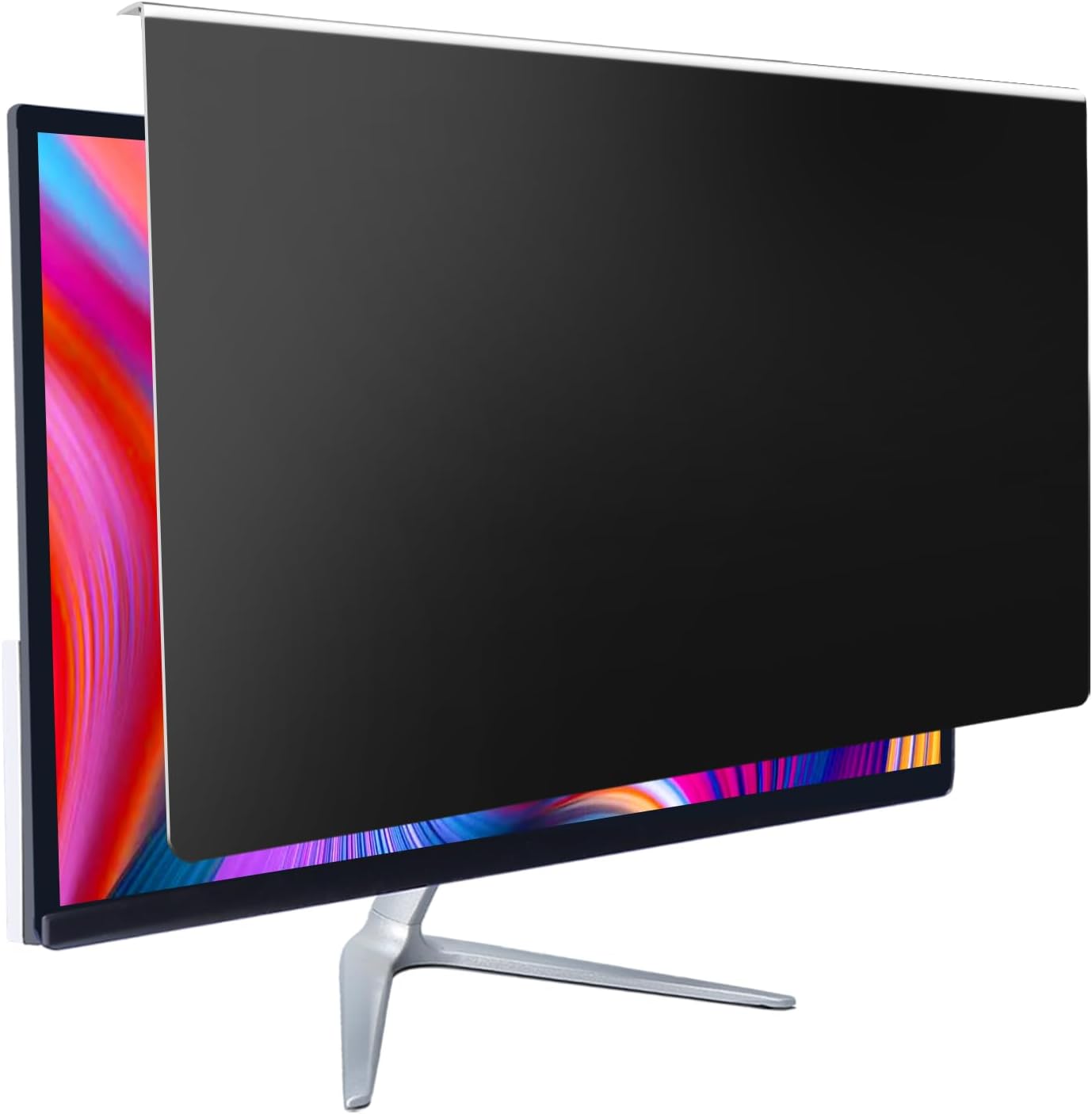 GUDTEKE computer privacy screen filter 24 inch front view on a desktop monitor showing side blackout effect