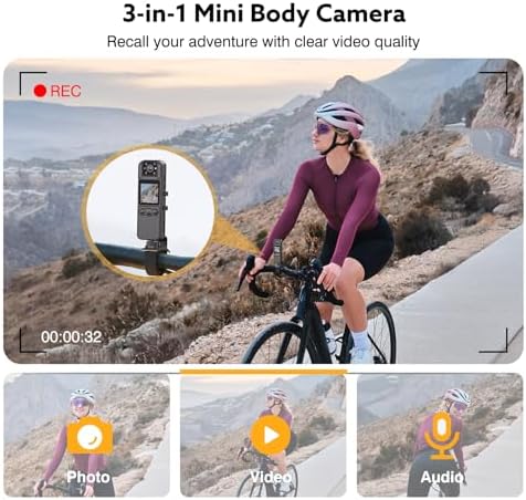 Wearable small body cam attached to clothing using the 360 degree back clip accessory.