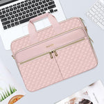 Close up view of the plush soft lining and foam padding inside the MOSISO laptop bag.