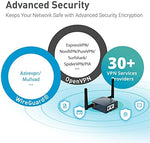 GL.iNet mini travel router retail packaging detailing open source VPN client features