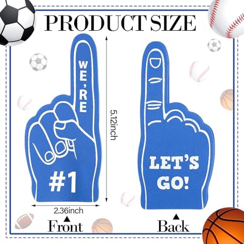Twelve pieces of five inch mini foam fingers arranged for sports party supplies