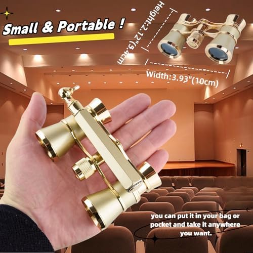 Compact mini opera binoculars showcasing the smooth central focus wheel design