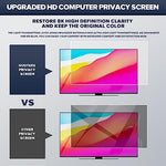 Anti glare computer screen cover showing the difference between the matte reflection-reducing side and the high privacy glossy side.