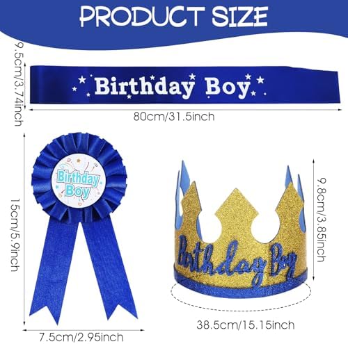 Hariendny Prince Crown birthday party accessory set details
