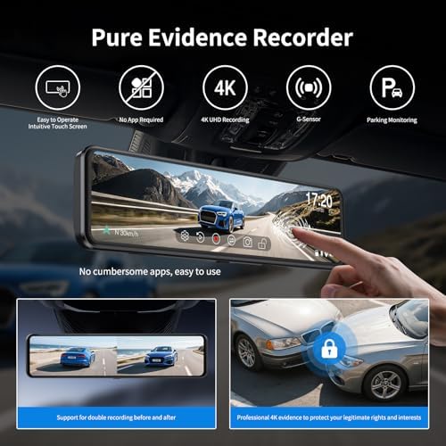Jomise 4K mirror dash camera mounted on vehicle rear-view mirror