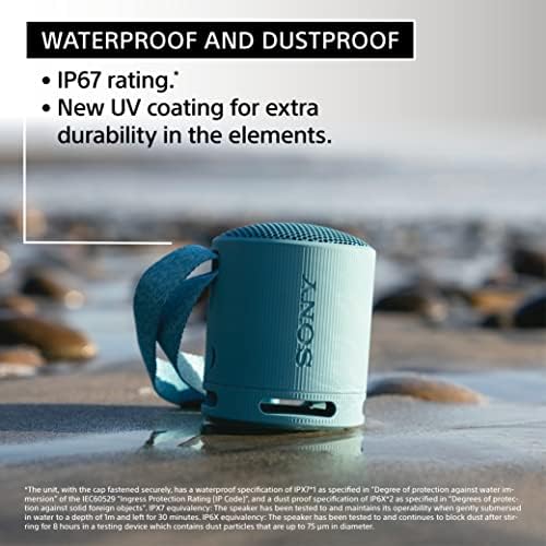 Sony SRS-XB100 speaker in an outdoor setting