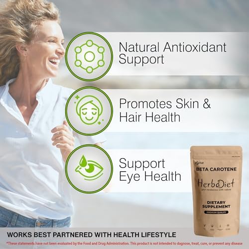 Complete packaging overview of the Herbadiet 50 gram pure antioxidant eye nutrition supplement.