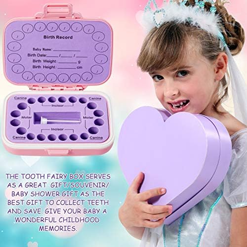 Jetec pink keepsake storage box for kids teeth and hair