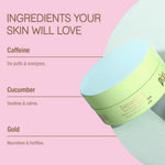 Back of the Pixi Eye Patch Library packaging showing ingredient details and usage instructions.
