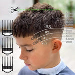 Demonstration of the durable hair clipper attachment being snapped onto a standard professional grooming tool blade