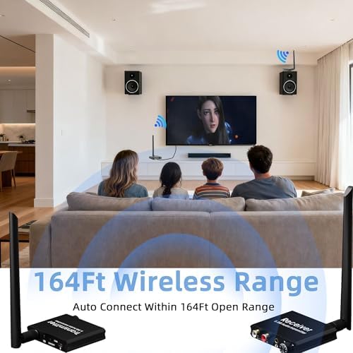 YEUGICEO wireless audio hardware kit with included Type-C power cables and RCA adapters