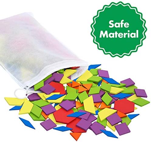 SpriteGru 300 pieces wooden geometric shapes with colorful design cards for creative learning