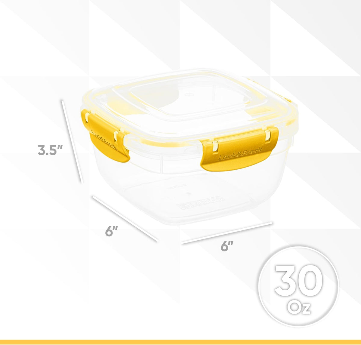 Superio 30 ounce yellow storage container angled view