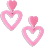 Choice of all pink heart dangle earrings front view