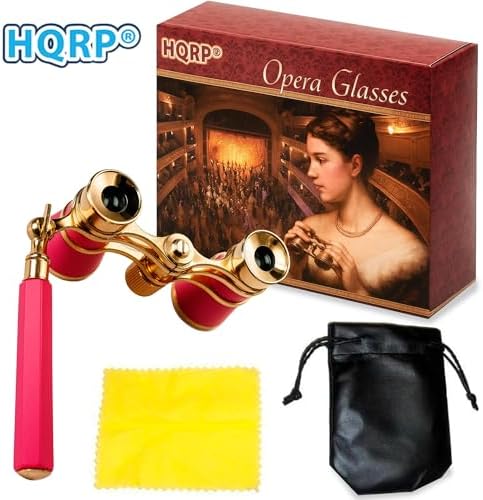 HQRP compact opera glasses folded neatly for storage in a purse