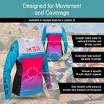MSR Women's Nova off-road jersey extended drop-tail hem rear coverage view