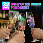 Top view of multi color flashing ice cubes for wedding decor