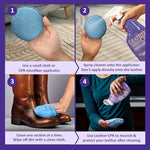 Leather CPR heavy duty formula removing stains on a leather couch