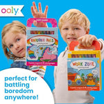 Ooly carry along crayons and coloring book set showing the durable portable travel container.