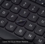 Two sets of universal computer key repair stickers showing full alphabet and numerical layout