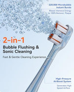 RANVOO bubble sonic electric toothbrush premium gray handle display featuring the three operational mode indicator lights