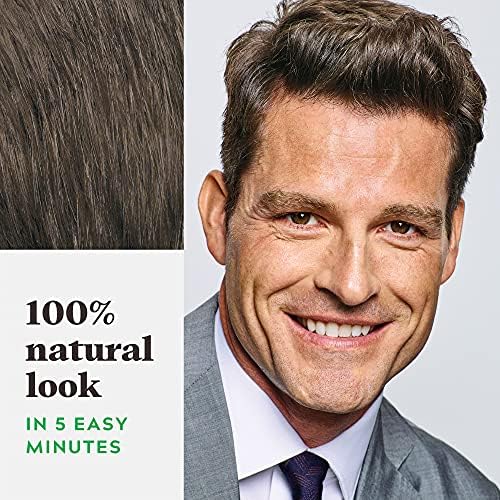 Ammonia free mens hair color packaging detailing five minute processing time.