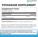 Puregen Labs Potassium Bicarbonate 240 vegetarian capsules nutritional facts label