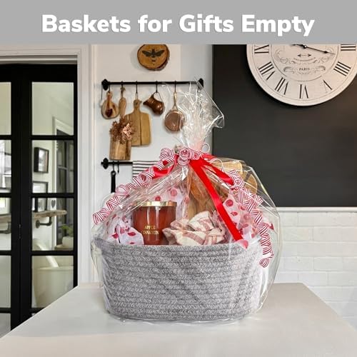 CHICVITA rectangular grey woven basket placed on a living room coffee table