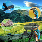 KTBDING 80x100 monocular telescope being held single handed by an adult during an outdoor hiking trip